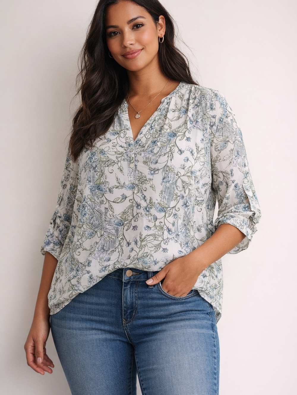 Torrid Harper Blouse Size 0 Bird Print Floral Lightweight 3/4 Sleeve Boho Top
